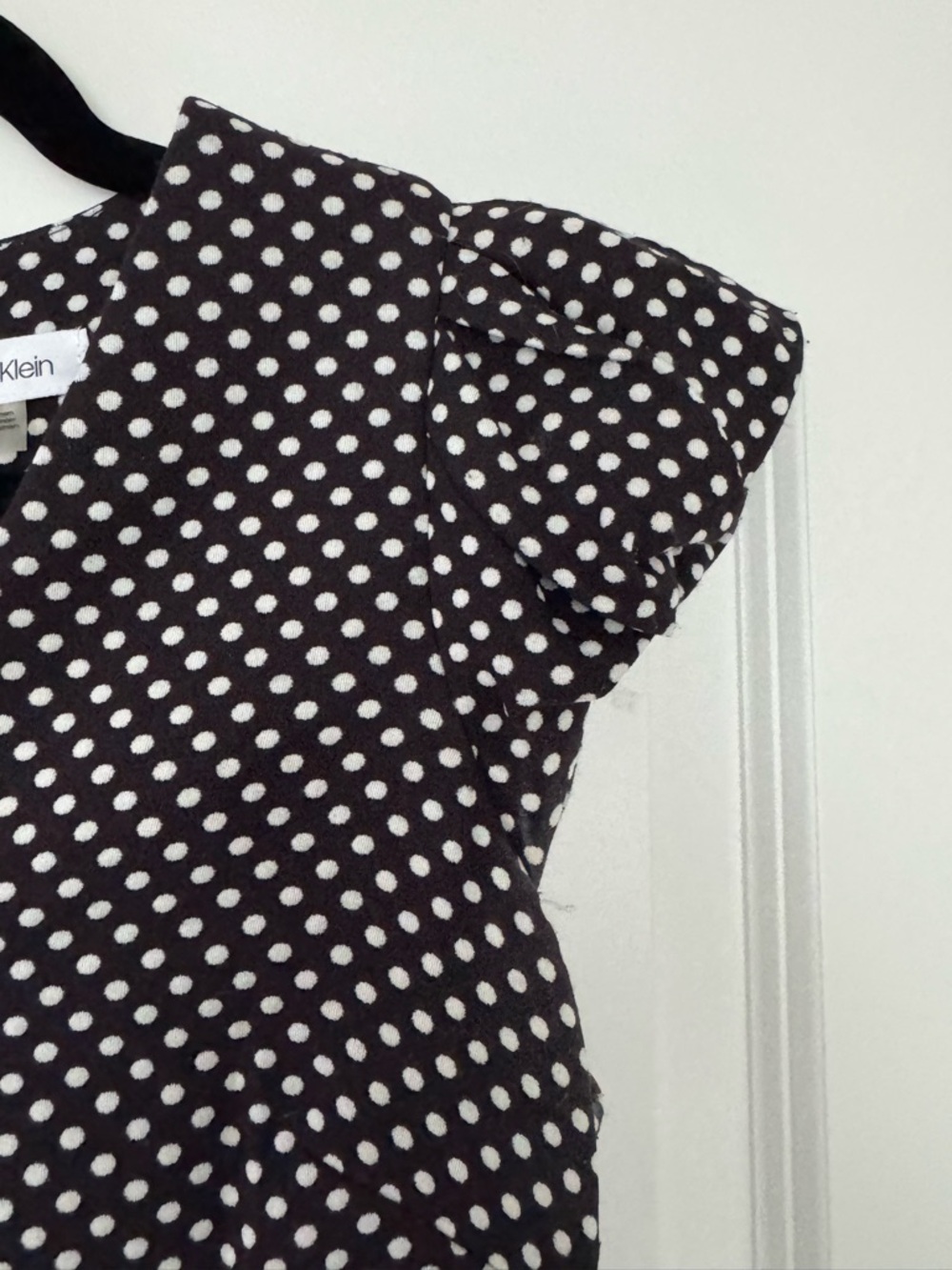 Calvin Klein Black Polka Dot Cap Sleeve Dress - Picture 3 of 4